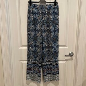 Silky Blue Print Flare Pants